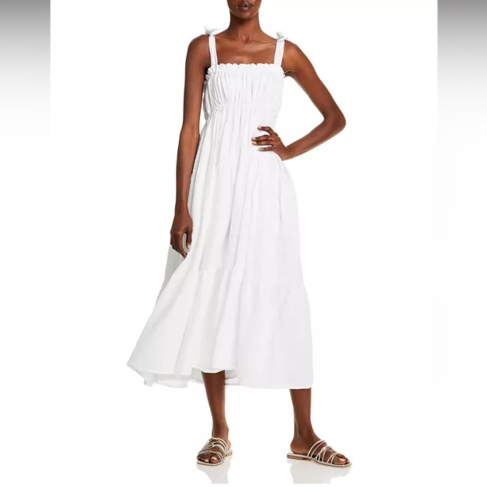 Faithful the Brand Elegant White Linen Maxi Dress